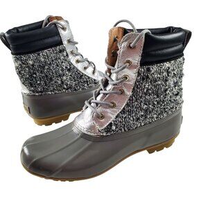 Sam Edelman Caldwell Women's Silver Tweed Waterproof Snow Duck Boots US Size‎ 6